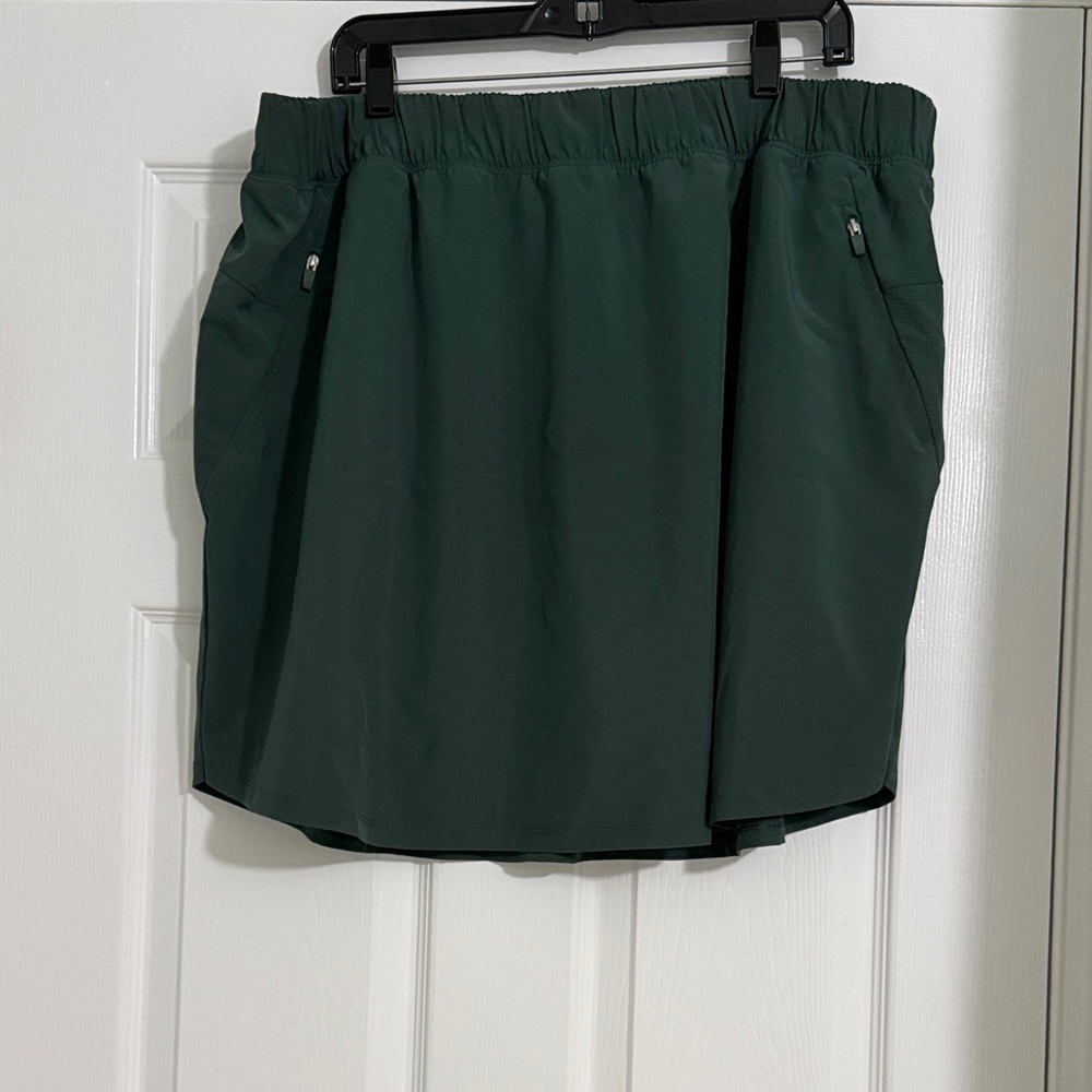 Lane Bryant Forest Green Athletic Skort with Zip Pockets